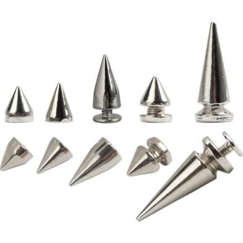 1Sets Metal Garment Rivets Pointed Punk Warhead Screw Leather Apparel Sewing Head Rivets Spikes Studs Decor Nail Buckles