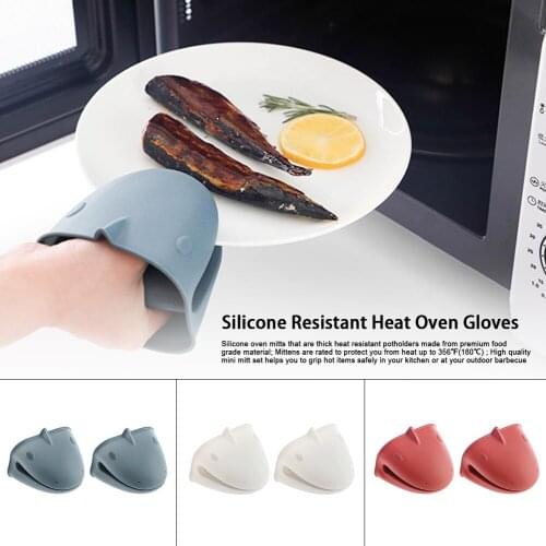 2pc Thicken Silicone Baking Oven Mitts Microwave Oven Glove Insulation Non Stick Anti-slip Grips Bowl Pot Clips Kitchen Gadgets