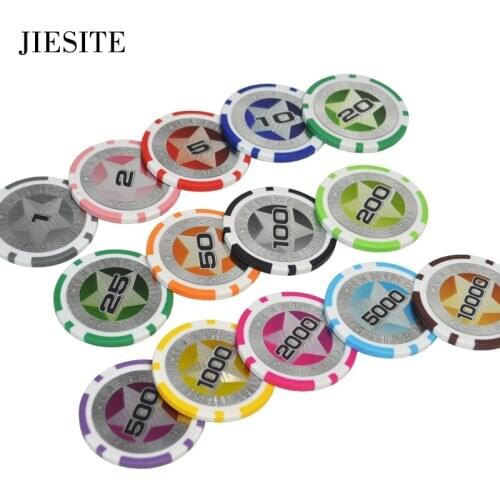 25pcs/lot New Casino Texas Hold'em ABS Poker Chips Star Trim Sticker Wholesale Cheap Baccarat Upscale Poker Chip Set Accessories