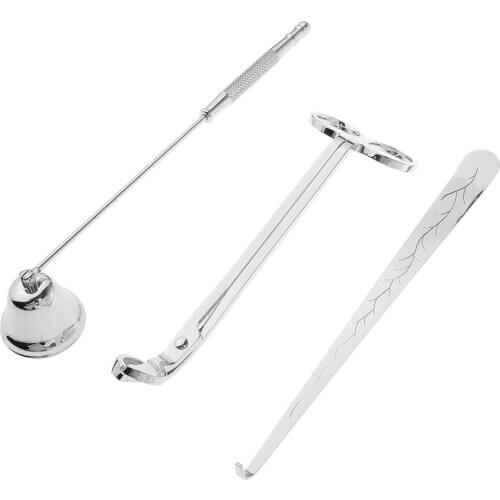 3 Pieces / 1 Set Silver Tone Candle Snuffer Candle Accessory Set, Stainless Steel Candle Snuffers (Silver)