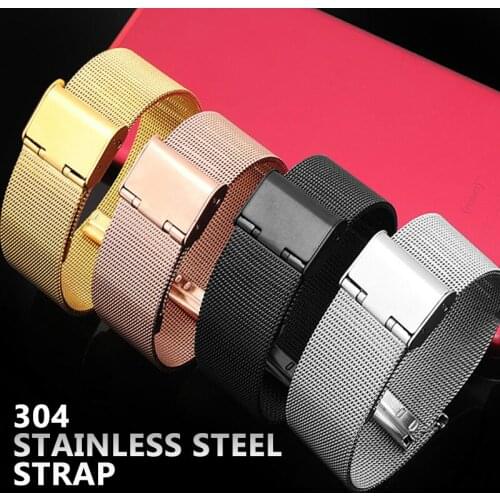 304 Stainless Steel Milanese Universal Watchband 8-24mm Replacement Bracelet Straps 20mm 22mm Wristbands Watches Accessories #a