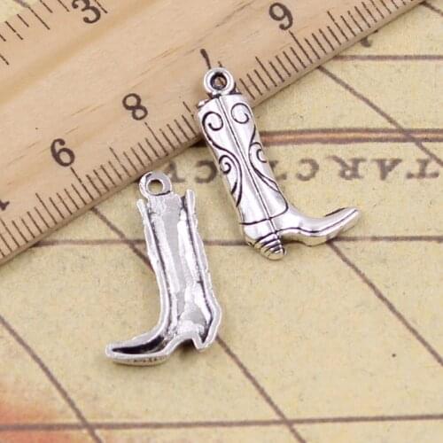40pcs Charms western cowboy boots 23x13mm Antique Silver Color Pendants Making DIY Handmade Tibetan Silver Color Finding Jewelry