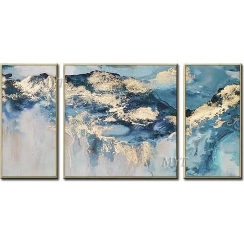 Abstract Painting Of Xiangshan High Quality Modern Paintings Its Blue And Gold Wall Art On Canvas Home Decoration Beautiful