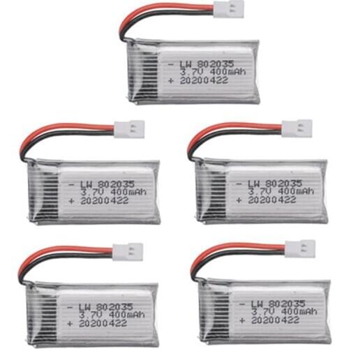 3.7V 400mAh Lipo Battery For X4 H107 H31 KY101 E33C E33 U816A V252 H6C RC Quadcopter Drone Spare Parts 3.7v 802035 Battery 5pcs