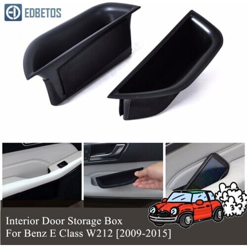 For Benz E Class W212 E200 E260 E320 Accessories Car Front Door Storage Box Organizer Cover Interior Trim 2009 - 2015 Styling