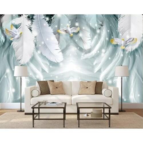 Beibehang Custom 3D Wall Murals Wallpaper Modern nordic abstract feathers bird Wall Painting Living Room bedroom 3d Wallpaper