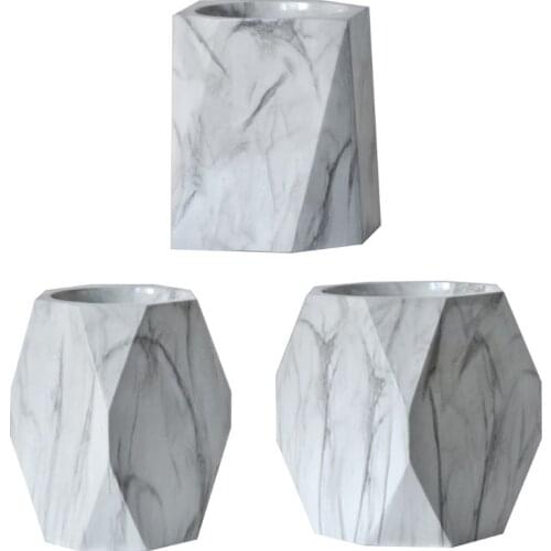 Nordic Style Marble Desk Pen Pencil Holder Case Makeup Brush Storage Box Organizer Stationery Office Ornaments