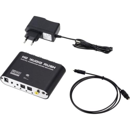 Digital to Analog 5.1 Channel Stereo o Converter Optical SPDIF Coaxial AUX 3.5mm Sound Decoder Amplifier-EU Plug
