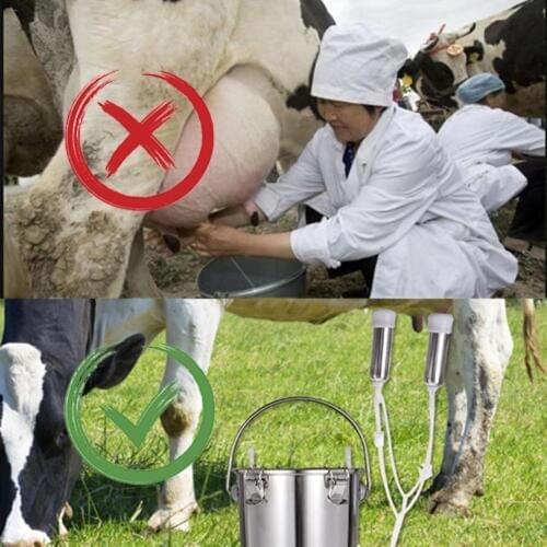 5.5L Cow Goat Sheep Electric Milking Machine Stainless Steel Bucket Suction Milker Vacuum Pump Household Milking Machines