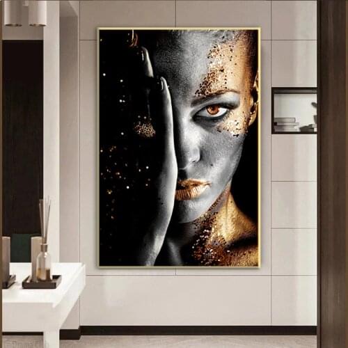 Golden Woman Canvas Painting On the Wall Art Posters And Prints Modern Women Art Pictures Print Wall Paintings Home Decor Mural