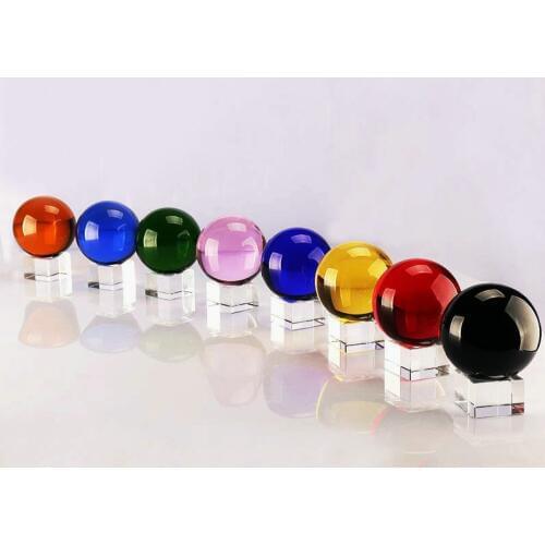 Colorful 30mm crystal ball with base photographic ornament magic glass sphere for gift souvenir home decoration