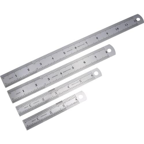 10/100cm 6/40 Inch Stainless Steel Ruler Double-sided Scale Ruler Office Stationery Metal Ruler