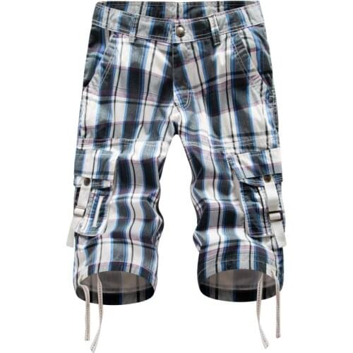 Men Cotton Shorts Checked Beach Leisure Cultivate Ones Morality Pants