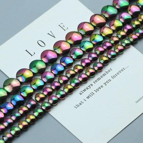 6 8 10mm Hematite Stone Beads New Green Natural Loose Spacer Beads for Jewelry Making Round Beads DIY Bracelet Accessories 15