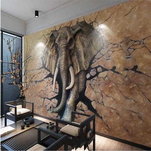 Beibehang Customize any size Wallpaper Mural 3D Stereo Relief Elephant Walls into Workplace Background Wallpapers 3d flooring