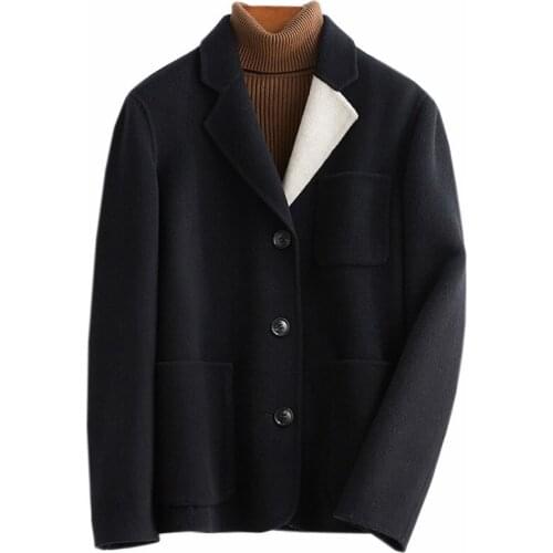 2020 New Fault Code Little Chap Two-sided Wool Overcoat Woman Temperament Two-sided Loose Coat