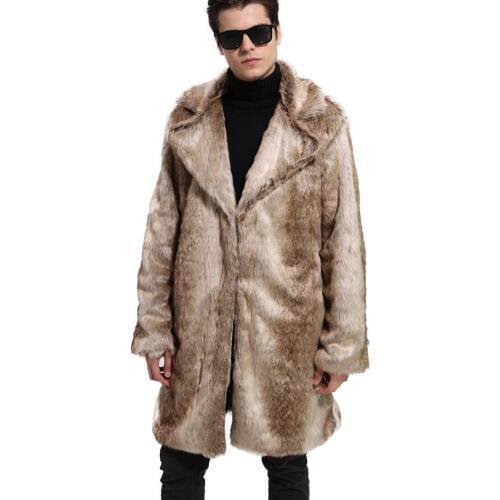 2020 new mens winter faux fur jacket gown devil Style long windbreaker Fox thick warm fashion man leather fur coat