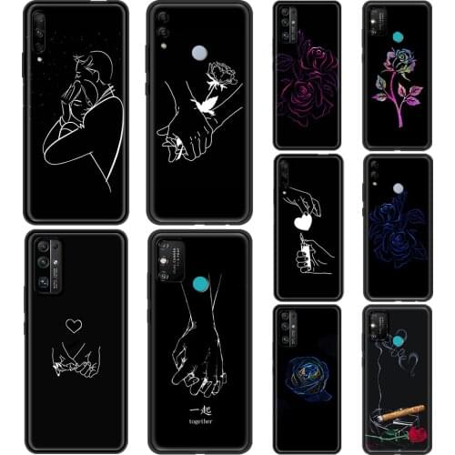 Kiss Luxury Line Drawing Art Prints Love Soft TPU Cover for Honor 8X 9X Pro 10 20 Lite 30 20S 30i 9C 9A Play Luxury Case Coque