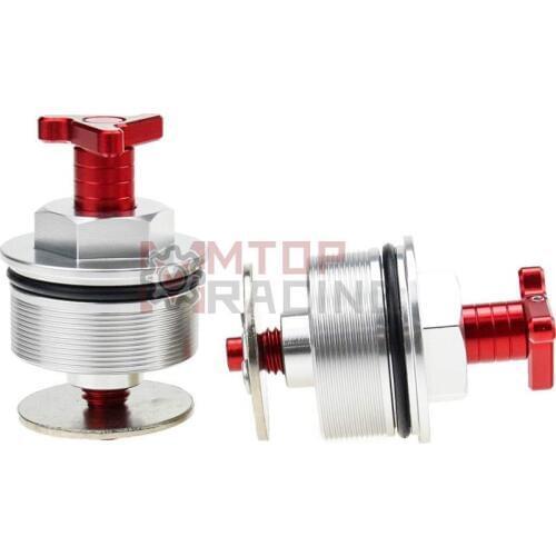Preload Front Fork Caps Silver Black Pair For Honda NT400 Bros 400 41mm Triangle Adjustable Fork Bolts