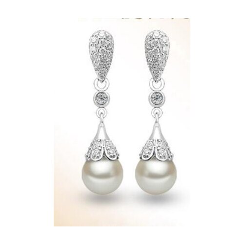 Genuine natural pearl earrings cultured freshwater pearls with 9-10mm Fashion Pearl Jewelry pearl gift sterling--jewelry