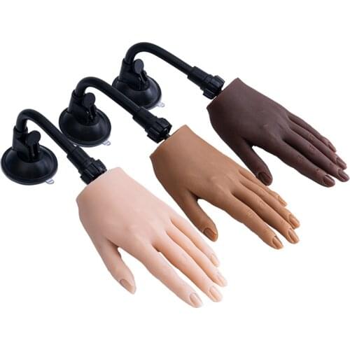 Silicone manicure practice hand model with joints bendable matching nail piece prosthetic silicone