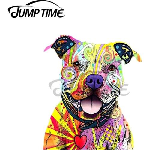 Jump Time 13 x 10.2cm For Pit Bull Peeker Car Truck Decal Bumper Window Vinyl Car Stickers 3D Sticker Waterproof DIY