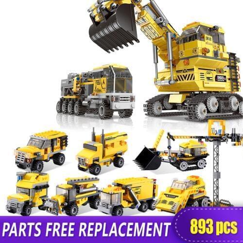 XINGBAO 13002 New Kids Toys 8 IN 1 Series The Giant Excavator Set Building Blocks Bricks Toys For Kids Birthday Christmas Gifts