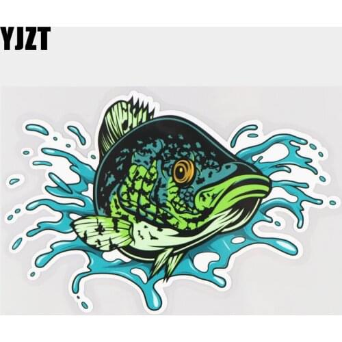 YJZT 17.5×11.4CM Hand Drawn Freshwater Fish Rear Windshield Decals Fashion Cartoon Car Stickers 21A-1239