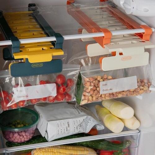 1 Set Fridge Drawer Organizer Retractable Space Saving Refrigerator Rail Rack Hanger for Kitchen Storage Holders Organization