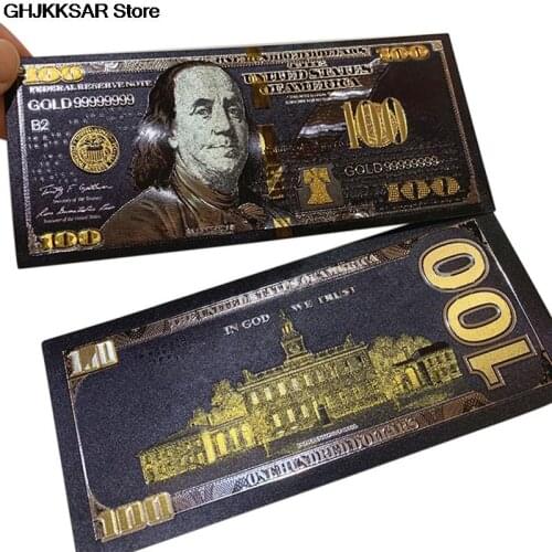 1Pc Antique Black Gold Foil USD 100 Currency Commemorative Dollars Banknotes Decor