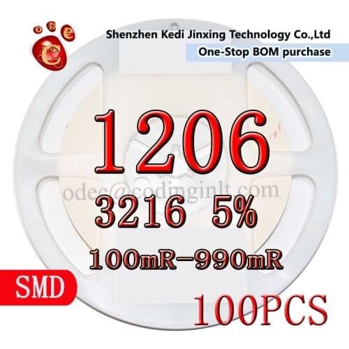 1206 3216 5% SMD resistor 100pcs 0.1R 0.12R 0.15R 0.2R 0.22R 0.24R 0.3R 0.33R 0.36R 0.39R 0.43R 0.47R 0.51R 0.56R 0.62R 0.68R