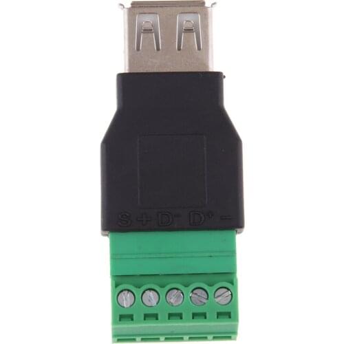 2x USB Type A Male/Female to 5 Pin Screw Terminal Adapter Connector