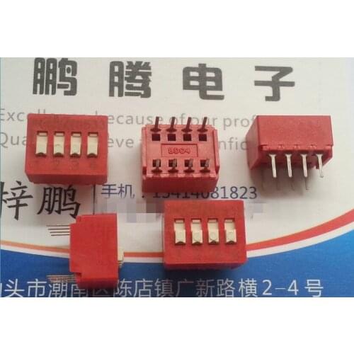 1PCS Imported from the United States C&k BD04 in-line 4-digit dial code switch 2.54mm flat dial 4P dial red