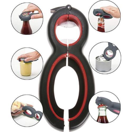 6 in 1 Multi Function Can Beer Bottle Opener All in One Jar Gripper Can Beer Lid Twist Off Jar Wine Opener Claw Dropshipping
