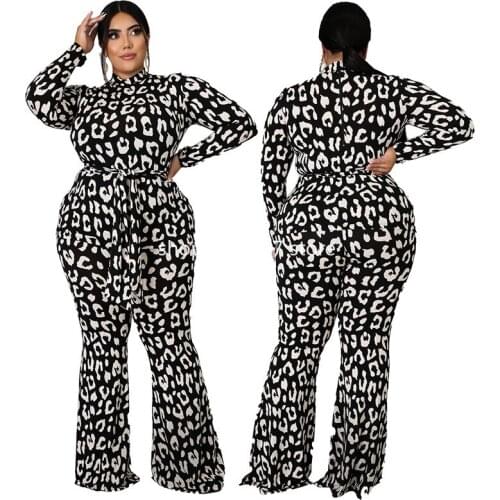 2021 Africa Clothing African Dresses for Women Party Dashiki Leopard Print Jumpsuit African Clothes Sexy Flare Pants Overalls