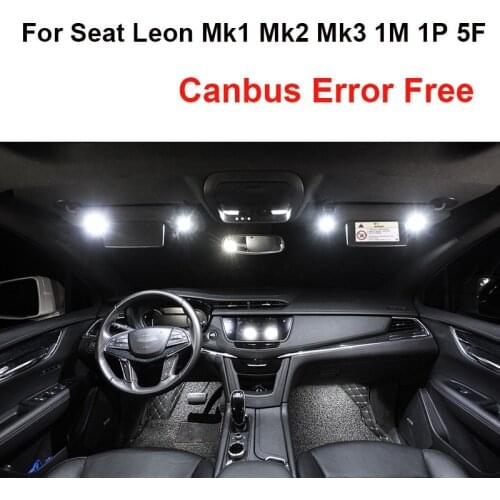 White Canbus Error Free LED Bulbs Interior Reading Dome Map Light Kit For Seat Leon 1 2 3 Mk1 Mk2 Mk3 1M 1P 5F 1999-2018