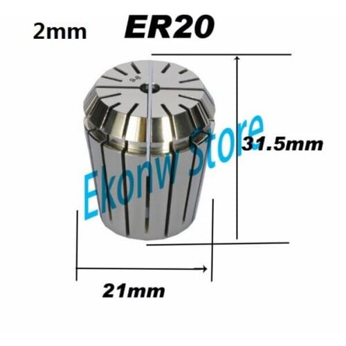 Free Shipping 1PCS 2mm ER ER20 Collet Chuck for Spindle Motor Engraving/Grinding/Milling/Boring/Drilling/Tapping