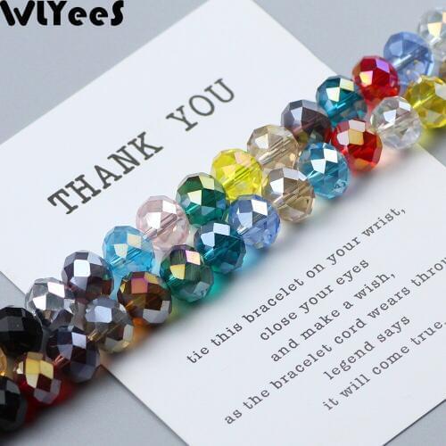 WLYeeS 10x8mm Faceted Flat Round Austrian Crystals beads 20pcs Ball glass Loose Beads for DIY Bracelet Necklace Jewelry Making