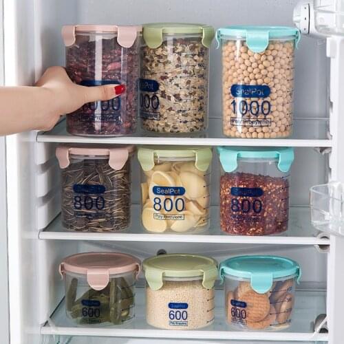 Household transparent plastic sealed cans food cans kitchen grain storage box storage cans containers for food kitchen jars