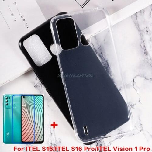 Transparent Phone Case For ITEL S16 Back Cover with Tempered Glass For ITEL S16 Pro ITEL Vision 1 Pro Soft Black TPU Cases Vetro