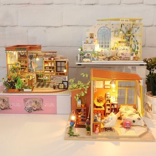 DIY Wooden Dollhouse Miniature Furniture With LED Kits 3D Doll Houses Assemble Toys Children Girl Friends Birthday Gift Casa
