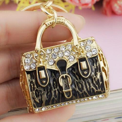 Dormon Fashion HandBag Crystal Bag Pendant Key Holder Enamel Keyring Keychain For Car Jewelry Gift DK187