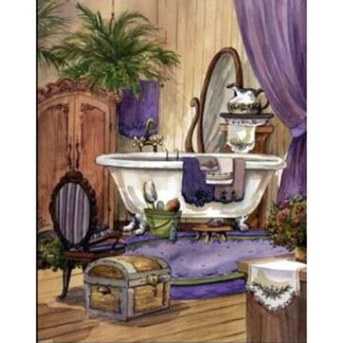 Dpsprue 5D Full Square Round DIY Diamond Painting Cross Stitch Wash Room Embroidery Diamond Mosaic Home Decoration Gift