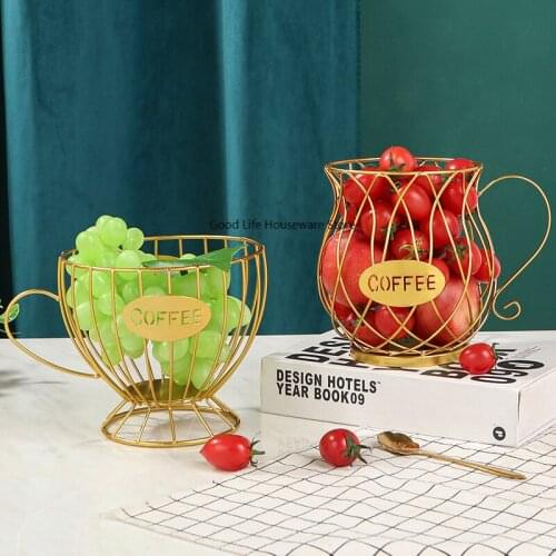 Wrought Iron Kitchen Vegetable Drain Basket Decorative Snacks Candy Holder For Living Room