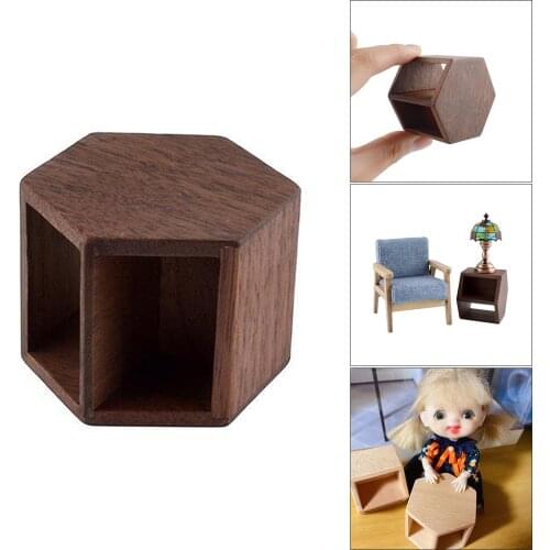 Dolls House Walnut Wood Mini End Table 1/12 Miniatures Furtniure Toys for Living Room Decor