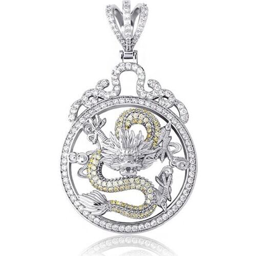 Iced Out Dragon Pendant 3 Colors Cubic Zirconia Neckalce For Men Women Fashion Hip Hop Jewelry Gifts