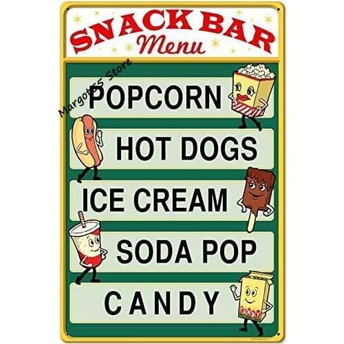 Metal Tin Sign for Cinema, Movie Theater, Snack barRetro tin Sign Wall Art Home Decoration Vintage Metal Poster 8 x 12 Inch