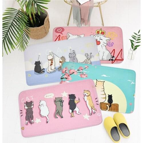 Cartoon Front Door Mat Flannel Entrance Doormat Welcome Door Mat Cute Shower Bath Mats Bathroom WC Bedroom Floor Mat Anti Slip