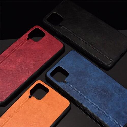 For Samsung A12 Case Slim Lightweight Calfskin Pattern Business Vintage Cover for Galaxy M12 Coque Luxury Funda