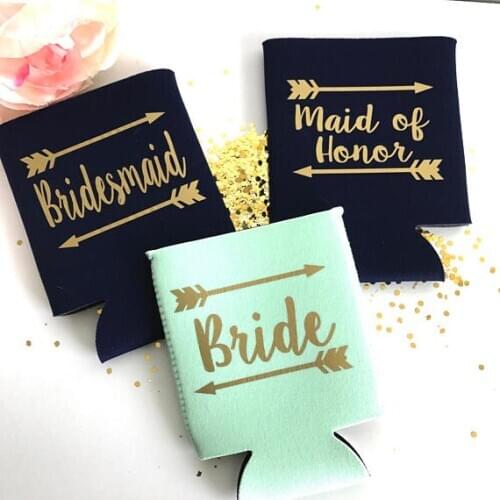 Customize glitter wedding Bride maid of honor Drink Coolers Bachelorette Survival Kit Bottle Beer Can Holders Beverage gifts